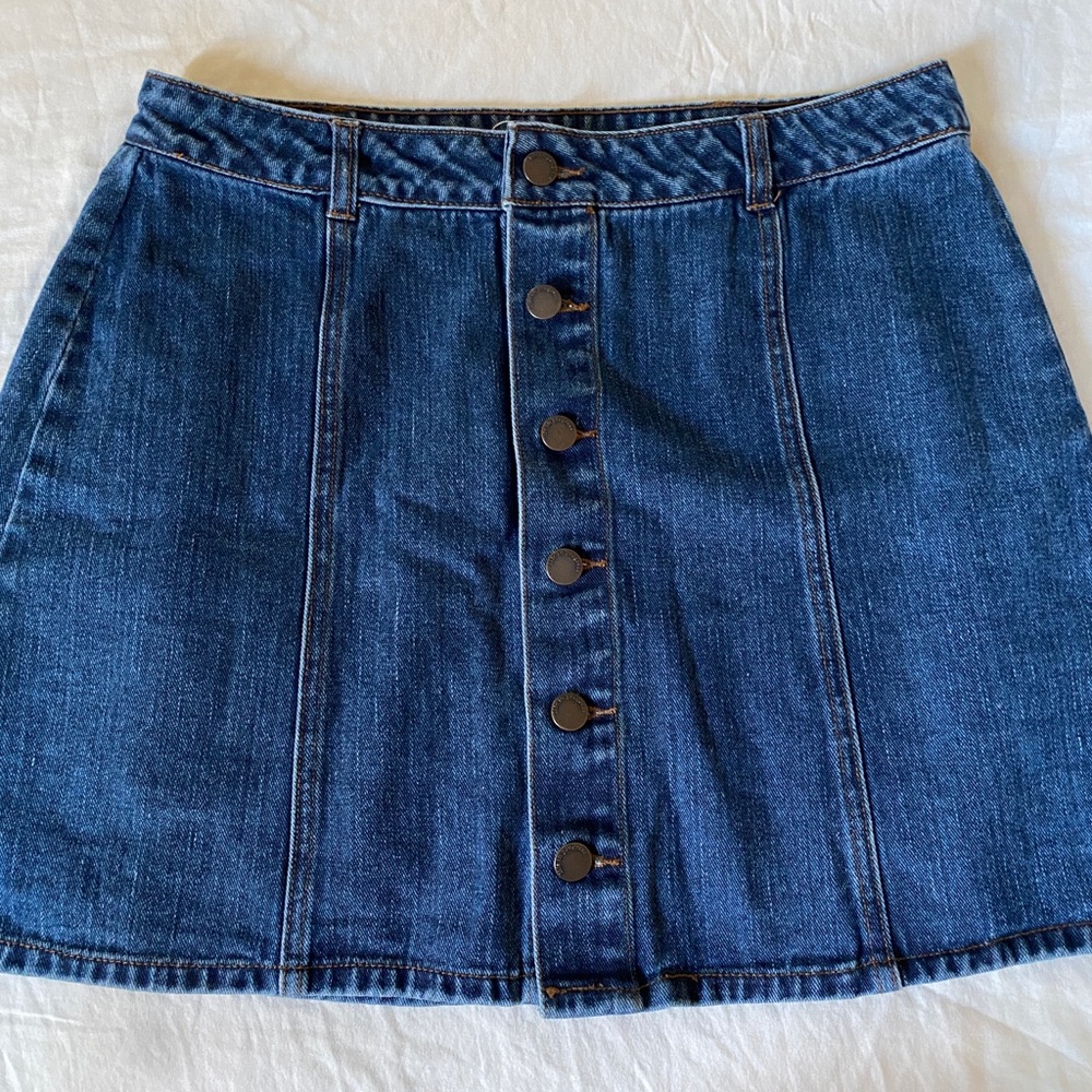 Denim retro Button-Front Skirt